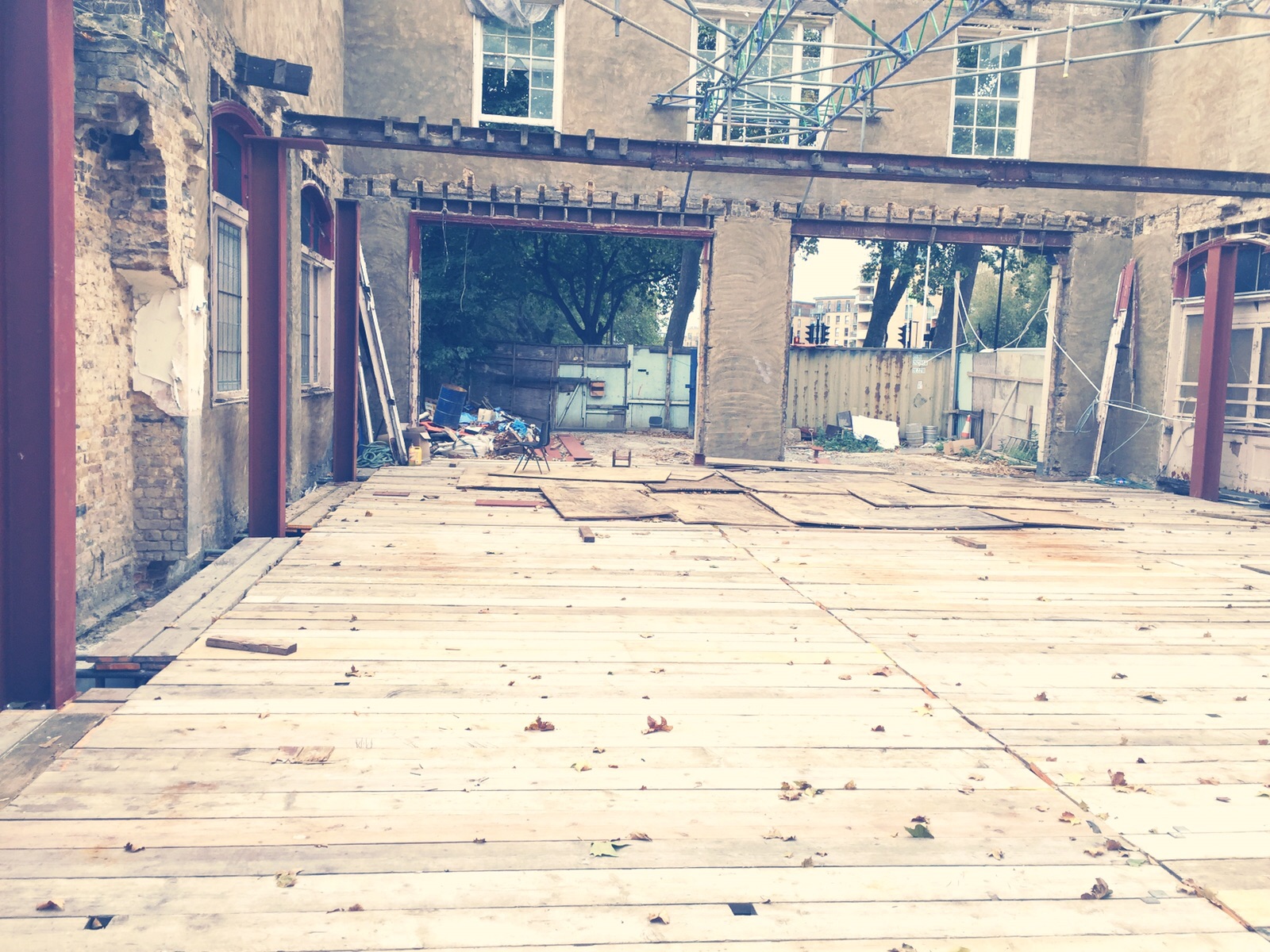 Internal strip steel frame hoarding removed